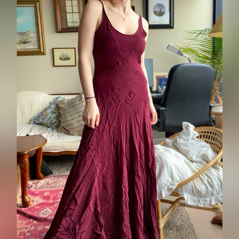 Let Me Be Anthropologie Maxi Maroon Dress Size S